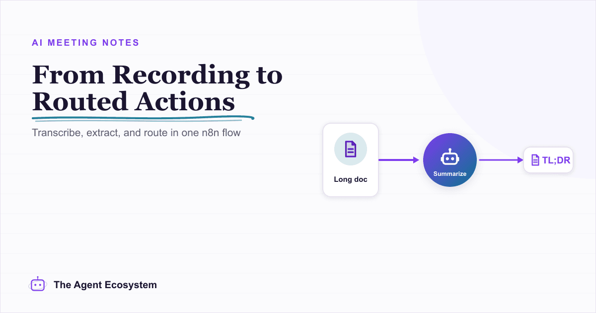 Build an AI Meeting-Notes Agent in n8n: Transcribe to Actions