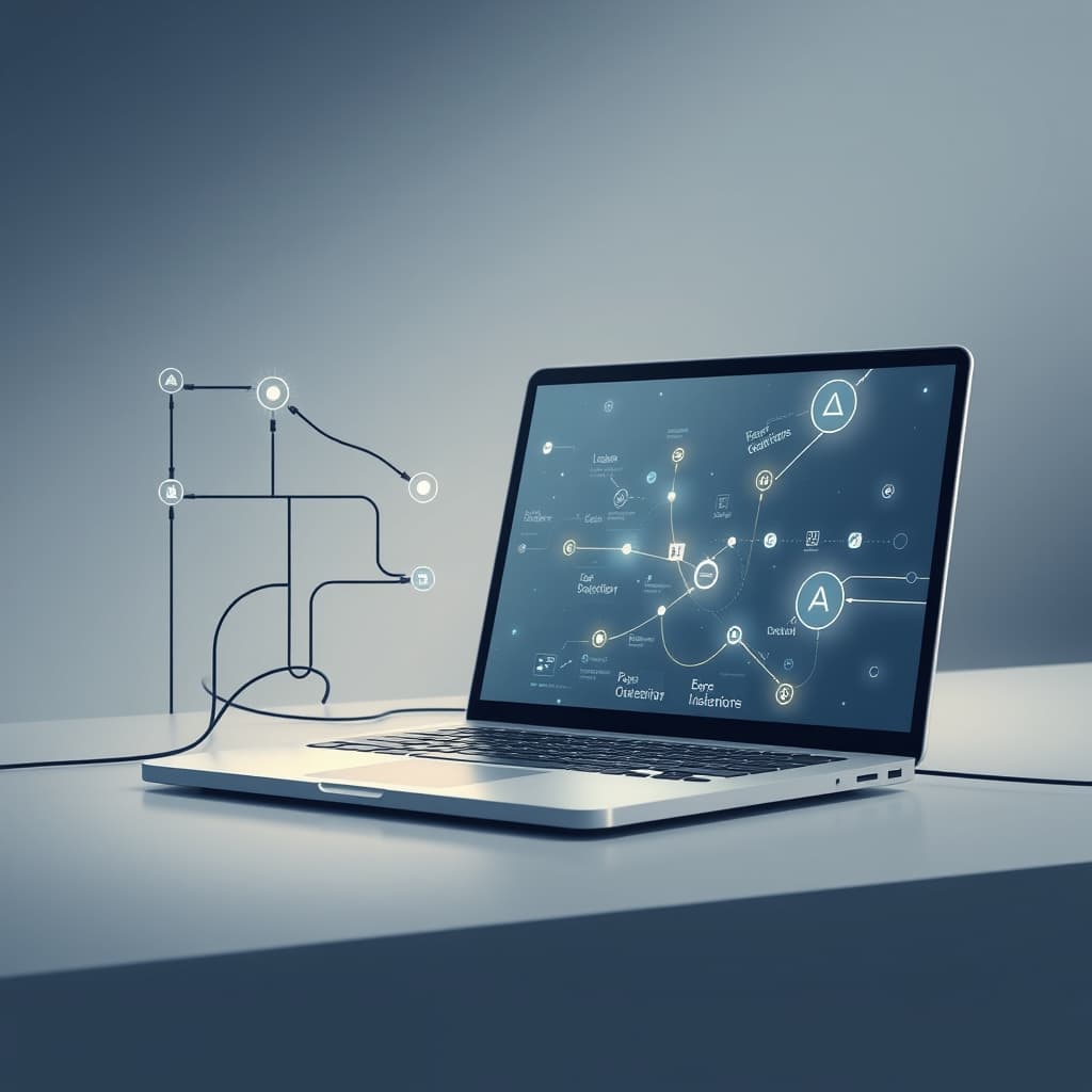 Laptop running a local Ollama AI model connected to an n8n automation workflow, showing free local AI agent setup